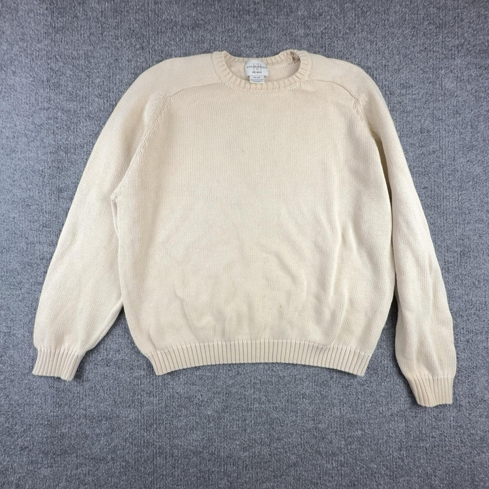 Knightsbridge Sweater Mens 2XL Beige Crewneck Cotton Knit Pullover Big Man